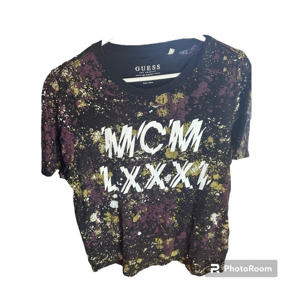 Guess Shirts Guess Basic Graffiti Drop T Shirt Crew Neck - Picture 12 of 16